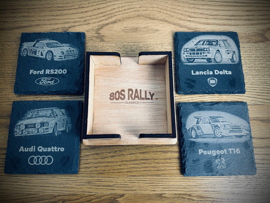 80's Rally Classics Set Highlights:  Ford RS200, Audi Quattro, Lancia Delta, Peugeot T16